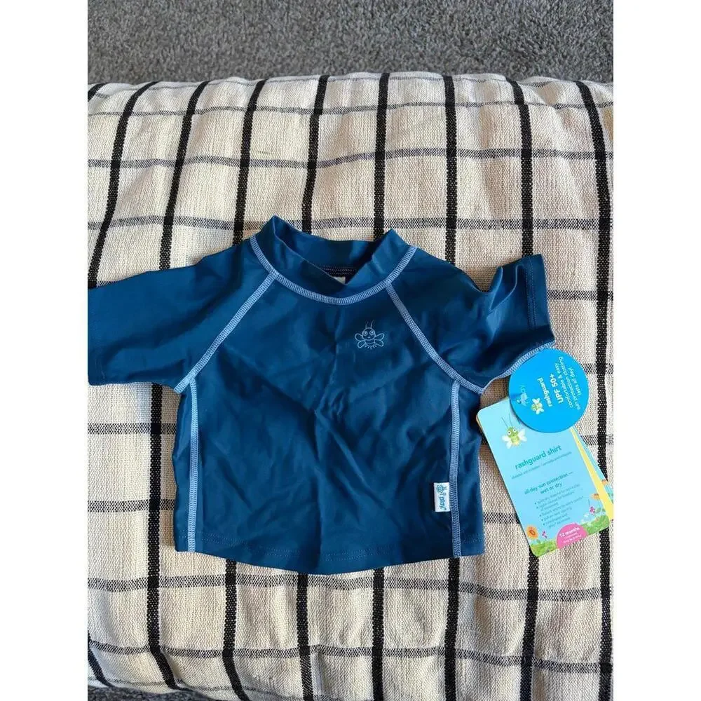 NWT I Play Rashguard UPF50+ Navy Blue Short Sleeve size 12 Months Unisex